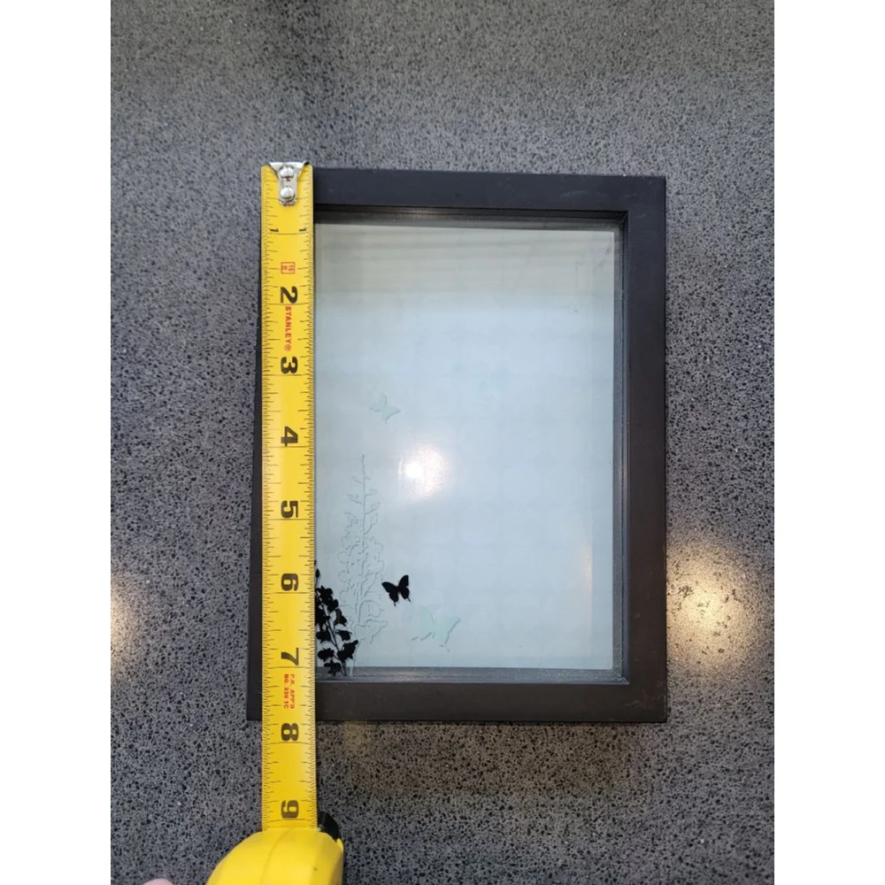 Black Shadow Box Frame Set of 2 Floral Butterfly Glass 6x7.5 & 4.5x6.5